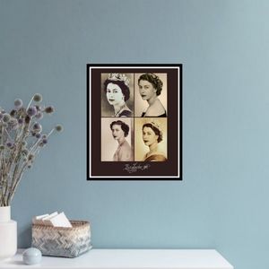 Queen Elizabeth II Poster, Young photo collage Rip 11x8.5 Framed